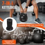 HXD-ERGO 7-in-1 Adjustable Kettlebell, Quick-Adjust Kettlebell for Strength Training, 5-44 LBS Adjustable Weights for Home Gym