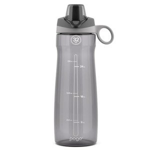 Pogo BPA-Free Tritan Plastic Water Bottle with Chug Lid, 32 Oz, Grey