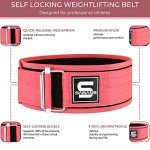 Self-Locking Weight Lifting Belt for Men and Women Fitness Premium Functional Gym belt Powerlifting Deadlift Olympic Lifts and Squats Athletes Training Workout (XL, Pink)