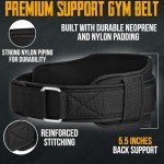 EVO Fitness Weight Lifting Belt 5.5” Neoprene Padded Back Lumbar Support Home Gym Training Exercise Workout Bodybuilding Powerlifting Deadlifts Squats with 18" Wrist Wrap (Black, Medium)