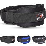 AQF Weight Lifting Belt Back Support Contoured 5.5 Inch Neoprene Back & Core Lumbar Support for Bodybuilding, Powerlifting, Squats, Deadlifts, Strength Training & Exercise (M)