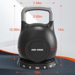 HXD-ERGO 7-in-1 Adjustable Kettlebell, Quick-Adjust Kettlebell for Strength Training, 5-44 LBS Adjustable Weights for Home Gym