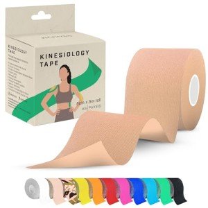 Kinesiology Tape 5m Roll [2024 Edition] - Sports and Medical Tape for Joint and Muscle Support, Multipurpose KT Tape, Body Tape, Boob Tape, Physio Tape, Sports Tape, Trans Tape, Athletic Tape - Beige