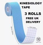 3 ROLLS Kinesiology Tape 5cm x 5m Sport Tape, Physio Muscle Tape Injury Support