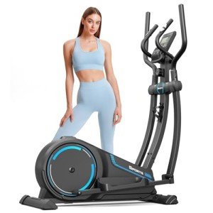 Dripex Elliptical Cross Trainer For Home, Ultra Quiet Magnetic Elliptical Machine w/16 Levels Resistance, 8KG Flywheel, 15.3IN Stride, Multifunctional LCD Monitor, Pulse Sensor, Device Holder (Blue)