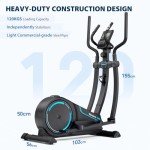 Dripex Elliptical Cross Trainer For Home, Ultra Quiet Magnetic Elliptical Machine w/16 Levels Resistance, 8KG Flywheel, 15.3IN Stride, Multifunctional LCD Monitor, Pulse Sensor, Device Holder (Blue)