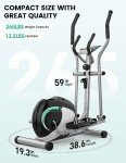 THERUN Cross Trainer for Home Use, Magnetic Hyper-Quiet Compact Elliptical Machine w/ 8 Levels Adjustable Resistance, 6KG Flywheel, Pulse Sensor, LCD Monitor, Bottle Holder (Green)