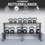 Synergee Kettlebell Storage Rack - Gym Storage Rack for Fitness Equipment Organization - 2-Tier Shelf for Holding Synergee Kettlebell Set
