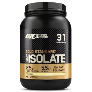 Optimum Nutrition ON Gold Standard 100% Isolate Pure Whey Protein, Naturally Occurring BCAAs and Glutamine, Pre and Post Workout, Vanilla Flavour, 31 Servings, 930 g