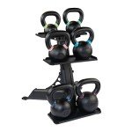 Body-Solid (GDKR50B) 3-Tier Kettlebell Rack - Compact, Durable Kettlebells Weight Stand for Home Gym, Fits 5-50 lb Kettle bells