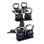 Body-Solid (GDKR50B) 3-Tier Kettlebell Rack - Compact, Durable Kettlebells Weight Stand for Home Gym, Fits 5-50 lb Kettle bells