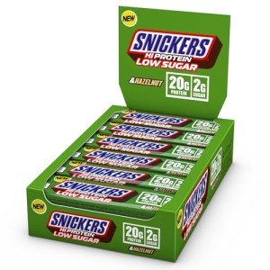 Snickers - High Protein Bars | Low Sugar, Only 2g of Sugar per bar, Hazelnut and Milk Chocolate Flavour, 12 x 57g Box, 20g Protein