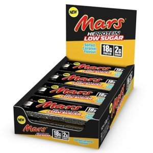 Mars - Salted Caramel Low Sugar Chocolate Hi Protein Bars | 12 x 57g Pack, Only 2g of Sugar per bar, High Protein Energy Snack, 18g Protein