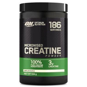 Optimum Nutrition Micronised Creatine Powder, 100% Pure Creatine Monohydrate Powder for Performance and Muscle Power, Unflavoured Shake, 186 Servings, 634 g