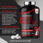 Test Booster for Men - 210 Vegan Capsules - 1450mg per Testosterone Supplement Serving - TESTOMAX™ 2.0 Contains 17 Active Ingredients Incl. Ashwagandha KSM 66®, CoQ10, Maca Root - Made by Nutravita