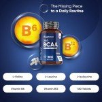 BCAA Tablets 2000mg - 180 Tablets - with Essential Amino Acids - Vitamin B6 & B12-3 Months Supply - 2:1:1 Ratio BCAAs - for Men & Women - Vegan & Non-GMO