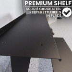 Synergee Kettlebell Storage Rack - Gym Storage Rack for Fitness Equipment Organization. 2-Tier Shelf for Holding Kettlebells.