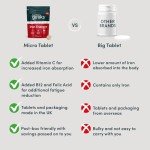 Iron Tablets High Strength - Energy Tablets with Vitamin C, B12 & Folic Acid - 120 Vegan Iron Supplements for Women and Men - 14mg - Enhanced Energy Support & Increased Absorption - UK Made