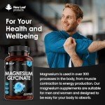 Magnesium Glycinate Supplements - 1040mg of Magnesium - 120 High Strength Capsules Providing 208mg Elemental Per Serving - Pure Active Ingredient - UK Manufactured by New Leaf Products