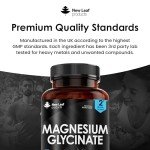 Magnesium Glycinate Supplements - 1040mg of Magnesium - 120 High Strength Capsules Providing 208mg Elemental Per Serving - Pure Active Ingredient - UK Manufactured by New Leaf Products