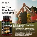 Maca Root Capsules with KSM Ashwagandha and Ginseng - 180 High Strength 6000mg Maca Root + Ashwagandha KSM-66, Panax Ginseng & Black Pepper - Vegan Capsules Made in The UK