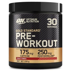 Optimum Nutrition Gold Standard Pre Workout Powder, Energy Drink with Creatine Monohydrate, Beta Alanine, Caffeine and Vitamin B Complex, Nutrition Supplement, Fruit Punch Flavour, 30 Servings, 330 g