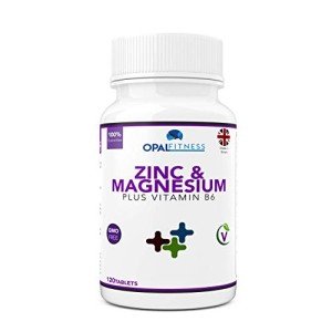 Zinc and Magnesium Tablets Supplement with Added Vitamin B6 by Opal Fitness - Sports Performance and Recovery Formula - GMO Free - Vegetarian & Vegan Friendly - 120 Tablets