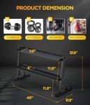 RUNFREELY 2-Tier 48" Dumbbell and Kettlebell Rack for Home Gym, 1000LBS Weights Storage for Free Weights, Dumbbells, Kettlebells and Medicine Ball