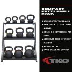 TKO 3-Tier Kettlebell Rack | Perfect for Any Home Gym & Commercial Gym | Black/Silver Kettle Bell Weight Stand | Keep Your Workout Area Clean & Safe | 31” W x 23” D x 33” H