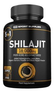 Shilajit Capsules 16,000mg -120 Days Supply - 60% Fulvic Acid - Added Ashwagandha, Lions Mane, Turmeric and Black Pepper - High Strength Himilayan Shalajit Resin