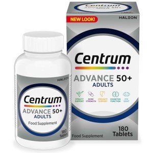 Centrum Advance 50+ Tablets Multivitamin & Mineral Supplements, with 24 essential nutrients, including vitamin D, C, Zinc, 180 ct