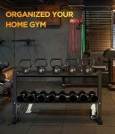 RUNFREELY 2-Tier 48" Dumbbell and Kettlebell Rack for Home Gym, 1000LBS Weights Storage for Free Weights, Dumbbells, Kettlebells and Medicine Ball