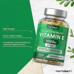 Vitamin E Capsules High Strength 1000iu | 200 Count | Vitamin E as DL-Alpha Tocopheryl Acetate | No Artificial Preservatives | by Horbaach
