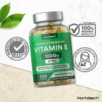 Vitamin E Capsules High Strength 1000iu | 200 Count | Vitamin E as DL-Alpha Tocopheryl Acetate | No Artificial Preservatives | by Horbaach