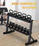 RUNFREELY 2-Tier 48" Dumbbell and Kettlebell Rack for Home Gym, 1000LBS Weights Storage for Free Weights, Dumbbells, Kettlebells and Medicine Ball
