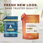 Vitamin A Tablets 10000 IU | 365 Count (1 Year Supply) | Vitamin A as Retinol Acetate | High Strength | Vegan and Vegatarian | by Carlyle