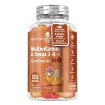 Multivitamin for Kids - 120 Natural Raspberry & Orange Flavour Chewable Gummies (2 Month Supply) - Low-Sugar Childrens Multivitamins with Zinc & Omega 3, 6 & 9 - Vegetarian Vitamins for Kids