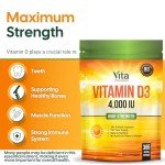 Vitamin D 4,000 IU Softgels, Maximum Strength Vitamin D3 Supplement, 365 Easy to Swallow Softgels (Not Tablets) - Full Year Supply
