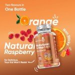 Multivitamin for Kids - 120 Natural Raspberry & Orange Flavour Chewable Gummies (2 Month Supply) - Low-Sugar Childrens Multivitamins with Zinc & Omega 3, 6 & 9 - Vegetarian Vitamins for Kids