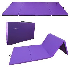 All Purpose 4'x8'x2" Extra Thick High Density Anti Tear Gymnastics Gym Folding Exercise Aerobics Mats, Multiple Colors Available