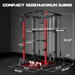 Goimu S1-V4 Smith Machine, 2000LBS Power Cage with Cable Crossover System, All-in-One Squat Rack with Smith Bar, Workout Cage Strength Training Equipment with Attachments (S1-V4 Smith Machine RD)