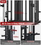 DONOW Smith Machine with Weight Stacks Power Cage Squat Rack Dual Cable Crossover Machine Home Gym Systems Station LAT Pull Down 160kg Cement Weights Ratio 2:1