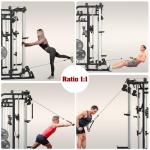 Royal Fitness Smith Machine, Multifunctional Power Cage Rack with Smith Bar and Cable Pulley System, and LAT Pull Down Machine for Home Gym…