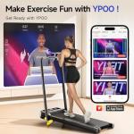 YPOO Foldable Treadmill with Incline, Walking Pad with Handle Bar 3 Level Incline, Portable Folding Treadmills for Home/Office 300 Lbs Capacity, Quiet Desk Treadmill with Remote Control & APP