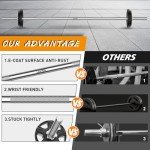 LAVVON 55" Weight Lifting Bar, 1" Standard Straight Olympic Barbell Bar for Bench Press/Hip Thrusts/Squats/Lunges, 480lb Weight Capacity, Silver, Black Matte Finish