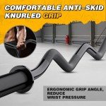 Olympic EZ Curl Barbell Bar, 47" Curl Bar for Weight Lifting, Home Gym Weight Bar- Strength Training,Squat,Hip Thrusts,Biceps, Chrome Curling for 2 Inch Plates -2 Spring Collars (Black)