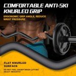 Olympic EZ Curl Barbell Bar, 47" Curl Bar for Weight Lifting, Home Gym Weight Bar- Strength Training,Squat,Hip Thrusts,Biceps, Chrome Curling for 2 Inch Plates -2 Spring Collars (Black)