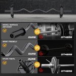 Olympic EZ Curl Barbell Bar, 47" Curl Bar for Weight Lifting, Home Gym Weight Bar- Strength Training,Squat,Hip Thrusts,Biceps, Chrome Curling for 2 Inch Plates -2 Spring Collars (Black)