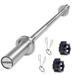 Olympic Barbell Bar, 48-inch Weight Lifting Bar, Fits 2-inch Weight Plates, Strength Training Workout Bar for Squats, Hip Thrusts, Bench Press, and Weightlifting, with 2 Spring Collars (350LBS Weight Capacity）