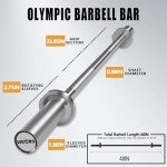 Olympic Barbell Bar, 48-inch Weight Lifting Bar, Fits 2-inch Weight Plates, Strength Training Workout Bar for Squats, Hip Thrusts, Bench Press, and Weightlifting, with 2 Spring Collars (350LBS Weight Capacity）
